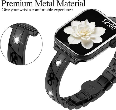 نطاقات رقيقة من الفولاذ المقاوم للصدأ متوافقة مع Apple Watch 38mm 40mm 41mm 42mm (سلسلة 11/10) للنساء ، حزام المعادن الأنيق الماس لسلسلة Iwatch 9 8 7 6 5 4 3 2 1 Se3/2/1 ، Silver in Kuwait