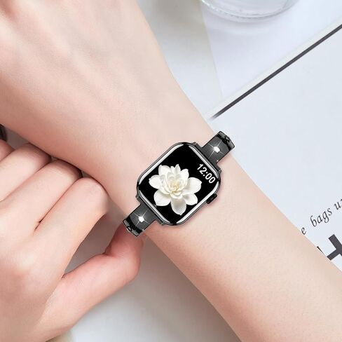 نطاقات رقيقة من الفولاذ المقاوم للصدأ متوافقة مع Apple Watch 38mm 40mm 41mm 42mm (سلسلة 11/10) للنساء ، حزام المعادن الأنيق الماس لسلسلة Iwatch 9 8 7 6 5 4 3 2 1 Se3/2/1 ، Silver in Kuwait