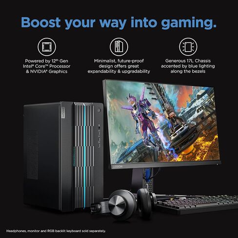 Lenovo IdeaCentre Gaming 5i Desktop ، Intel I5 ، Nvidia RTX 3060 ، RAM 16GB ، 1TB HDD + 512GB SSD ، Win 11 ، Black - مع USB -C Display Travel Dock in Kuwait