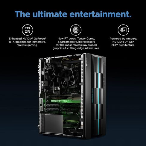 Lenovo IdeaCentre Gaming 5i Desktop ، Intel I5 ، Nvidia RTX 3060 ، RAM 16GB ، 1TB HDD + 512GB SSD ، Win 11 ، Black - مع USB -C Display Travel Dock in Kuwait