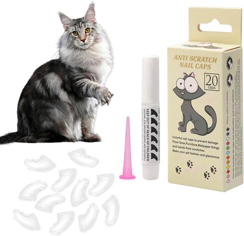 Cat Nail Caps with Glue - 20pcs Pet Kitten Cat Claw Caps Cat Claw Covers for Small Medium Large Cats - Crystal Gold M in Kuwait