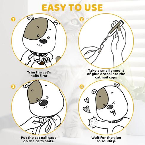 Cat Nail Caps with Glue - 20pcs Pet Kitten Cat Claw Caps Cat Claw Covers for Small Medium Large Cats - Crystal Gold M in Kuwait