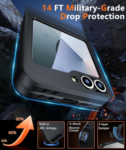 FNTCASE for Samsung-Galaxy Z-Flip-7 Magnetic Case: Clear Military Grade Drop Protection Anti Yellowing Cell Phone Cover - Rugged Shockproof Protective Bumper Transparent Phonecase in Saudi Arabia