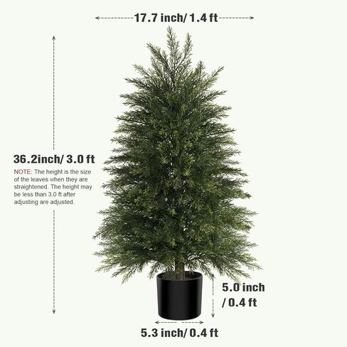 4FT Artificial Cedar Trees Set of 2, Realistic Faux Evergreen Topiary Bushes Plants, Outdoor Potted Fake Cypress Shrubs for Front Porch Garden Home Living Room Decor in Saudi Arabia