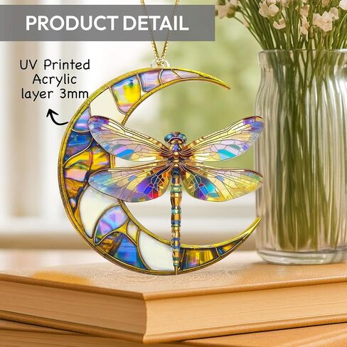 هدايا اليعسوب للنساء ، Dragonflies Decor Effect Suncatcher ، تأثير الزجاج الملون Dragon Fly ، الحلي اليعسوب لزينة شجرة عيد الميلاد ، هدية عيد ميلاد للأمي in Kuwait