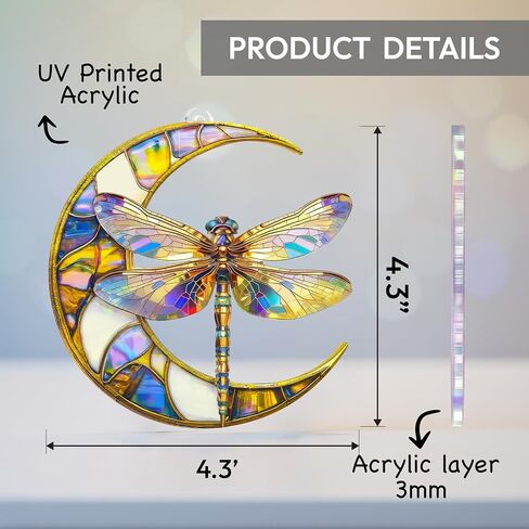 هدايا اليعسوب للنساء ، Dragonflies Decor Effect Suncatcher ، تأثير الزجاج الملون Dragon Fly ، الحلي اليعسوب لزينة شجرة عيد الميلاد ، هدية عيد ميلاد للأمي in Kuwait