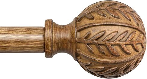 2 قضبان الستار الخشبية للنوافذ من 48 إلى 84 بوصة ، 1 '' 'قضبان قابلة للتعديل قضبان الزخرفة مع نمط أوراق الحبوب الخشبية المقلدة ، قضبان ستارة النوافذ الثقيلة بوهو 36' '-88' ' in Kuwait