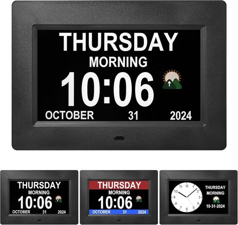 WiFi Digtial Wall Clock,Desk Clock with Weather Temperature Humidify,10 Day Weather Forecast,Weather Station with Digital Calendar and Dementia Alarm clockx for Seniors.(Black, 7 inches) in Saudi Arabia