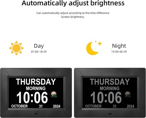 WiFi Digtial Wall Clock,Desk Clock with Weather Temperature Humidify,10 Day Weather Forecast,Weather Station with Digital Calendar and Dementia Alarm clockx for Seniors.(Black, 7 inches) in Saudi Arabia