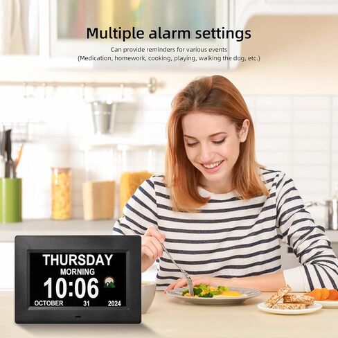 WiFi Digtial Wall Clock,Desk Clock with Weather Temperature Humidify,10 Day Weather Forecast,Weather Station with Digital Calendar and Dementia Alarm clockx for Seniors.(Black, 7 inches) in Saudi Arabia
