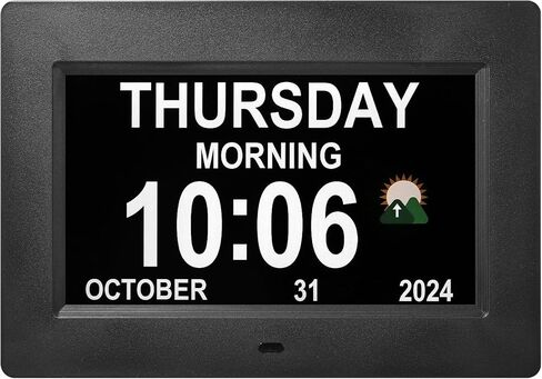 WiFi Digtial Wall Clock,Desk Clock with Weather Temperature Humidify,10 Day Weather Forecast,Weather Station with Digital Calendar and Dementia Alarm clockx for Seniors.(Black, 7 inches) in Saudi Arabia