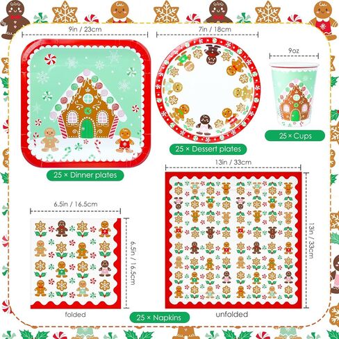 Christmas Party Paper Plates Napkins Tableware Set 101PCS Dinner Plates, Paper Napkins, Dessert Plates, Paper Cups, Tablecloth Disposable Santa Claus Red Party Dinnerware Set Table Decorations in Saudi Arabia