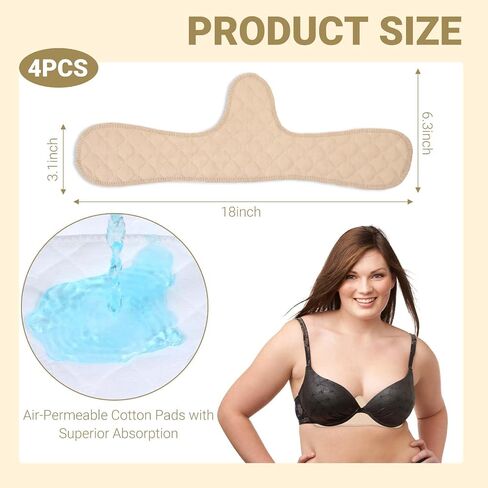 4 PCS Cotton Bra Liners ، بطانات حمالة الصدر لامتصاص العرق تحت الثديين القابلة لإعادة الاستخدام تحت الثديين تعرق منصات صدر ناع in Saudi Arabia