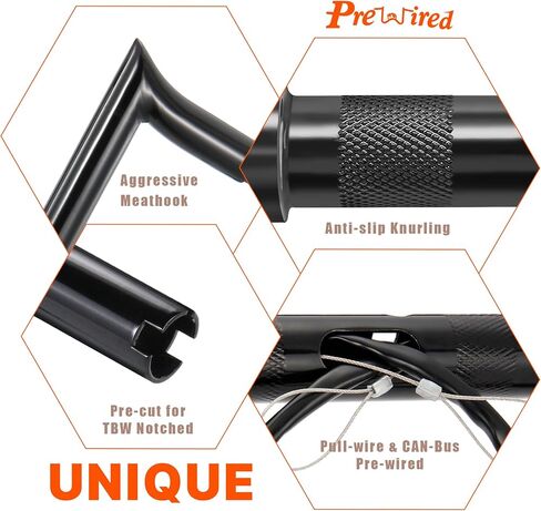 14" Rise Ape Hangers Handlebars for Harley 2014-2023 Street Glide/Electra Glide/Ultra Limited 1.25" Meathook Bar Pre-wired CAN-Bus Wire and Guiding Line, Chrome in Kuwait