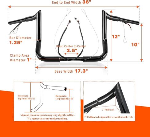 14" Rise Ape Hangers Handlebars for Harley 2014-2023 Street Glide/Electra Glide/Ultra Limited 1.25" Meathook Bar Pre-wired CAN-Bus Wire and Guiding Line, Chrome in Kuwait