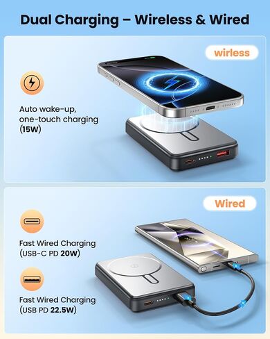بالنسبة إلى Magsafe Power Bank 12000mAh ، 15W شاحن محمول مغناطيسي لاسلكي ، 20 واط PD الشحن السريع ، حزمة بطارية فائقة slim لجهاز iPhone 17/16/15/14/13/12 ، Travel Essential (Gray) in Kuwait