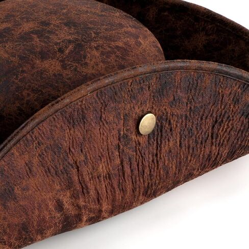 Srnede Pirate-Hat Women Tricorn Brown Pirate Men Leather Leather Leather Vintage Wrinkle Black in Kuwait