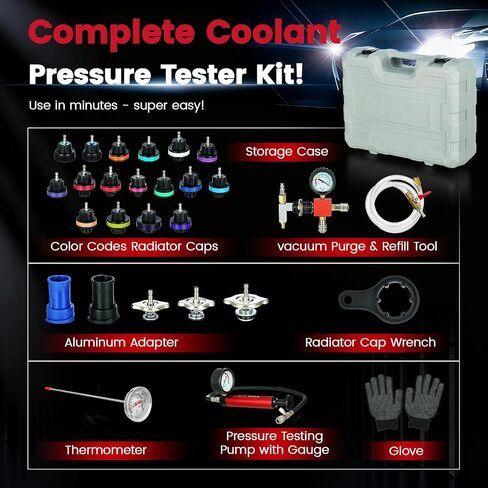 WNZ Universal Radiator Pressure Tester and Pieces Radiator Pressure Tester Portable Toolbox Blue (15-Piece Set) in Saudi Arabia