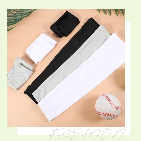 3 Pairs Kids Arm Sleeves, Sun Protection Arm Sleeves for Men Women Outdoor Sport Breathable Elastic Ice Sleeve Compression Cooling Sleeves for Youth Boys Girls Sports(Black+White+Blue) in Saudi Arabia
