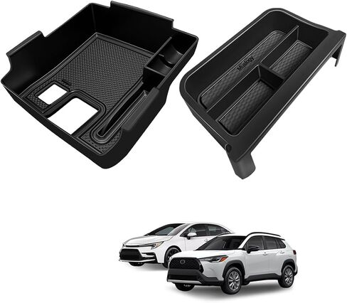 Muslogy Dashboard Storage Organizer Fits For 2020-2024 2025 Toyota Corolla & 2022-2025 Corolla Cross Accessories Center Console Tray Non-Slip Insert Behind Screen Fit for 8-inch Touch Screen (Black) in Saudi Arabia