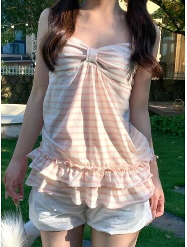 Emo Coquette Cropped Top Grunge 2000s Spaghetti Strap Tops Streetwear Vintage Camisole Y2k Cheetah Tops in Kuwait