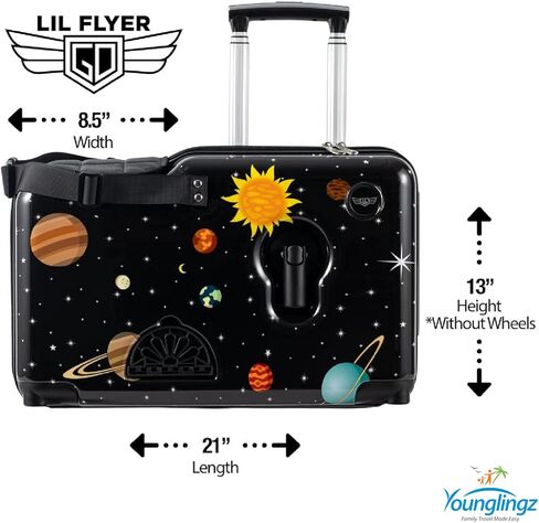 Younglingz Lil Flyer 20'' kid ride on suitcase child stroller spinner luggage (Glam) in Kuwait