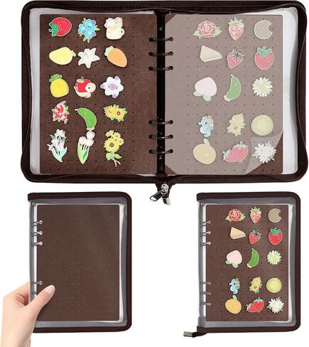 Enamel Pin Display Book Pin Collection Binder Holder Trading Book with 8-Page Display Boards A5 Brooch Pin Storage Organizer Binder Album for Travel Collectors (Black) in Kuwait