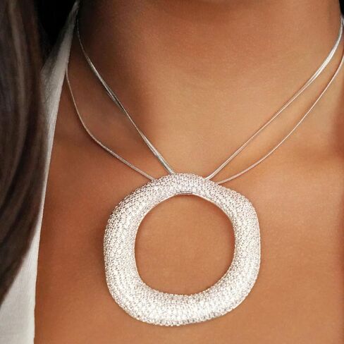 Ettika Choker Necklace For Women. 18K Gold Plated Open Circle Statement Necklace. Choker Necklace for Women, Jewelry in Saudi Arabia