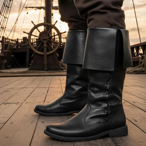 Ramede Medieval Pirate Boots Men Renaissance Boots Halloween Gothic Viking Costume Shoes Footwear for Cosplay in Saudi Arabia