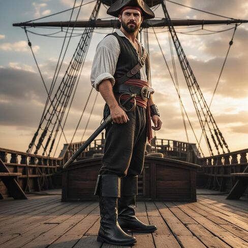 Ramede Birate Pirate Boots Men Renaissance Boots Halloween Halloween Gothic Viking Costume Shoes Footwear for Cosplay in Kuwait