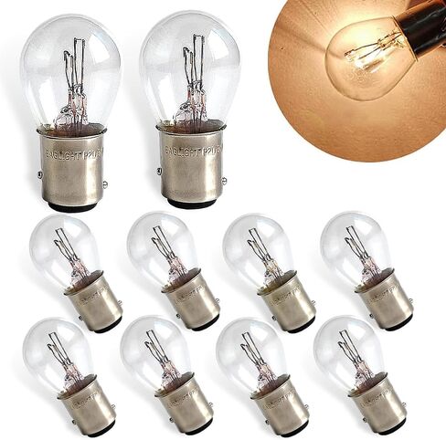 10pcs 1157 المصباح ، المصباح المصباح العالي والمنخفض للفرامل ، P21/5W S25 2057 2357 7528 BAY15D المصباح الكهربائي ، بديل لمبة ضوء الإشارة ، مصباح ضوء فرامل الهالوجين العالمي (AMBER) in Saudi Arabia