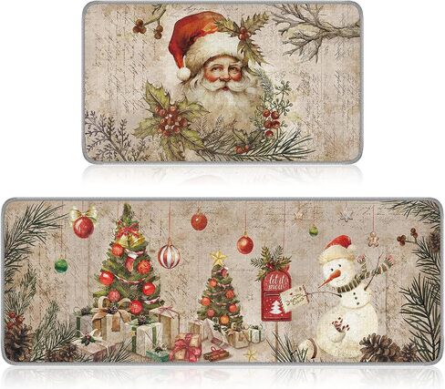 Ceenna 2 Pcs Winter Kitchen Rugs and Mats Set Snowflakes Let It Snow Reindeer Holiday Sink Floor Mat Kitchen Bathroom Mat Xmas Tree Floor Mat Decor for Home, 17 x 30, 17 x 47 Inch(Gingerbread Man) in Saudi Arabia