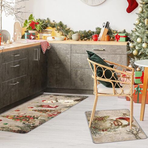 Ceenna 2 Pcs Winter Kitchen Rugs and Mats Set Snowflakes Let It Snow Reindeer Holiday Sink Floor Mat Kitchen Bathroom Mat Xmas Tree Floor Mat Decor for Home, 17 x 30, 17 x 47 Inch(Gingerbread Man) in Saudi Arabia