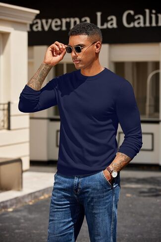 COOFANDY Men's Crew Neck Pullover Sweater Slim Fit Long Sleeve Knit Sweaters Lightweight Dress Casual Crewneck Sweater in Saudi Arabia