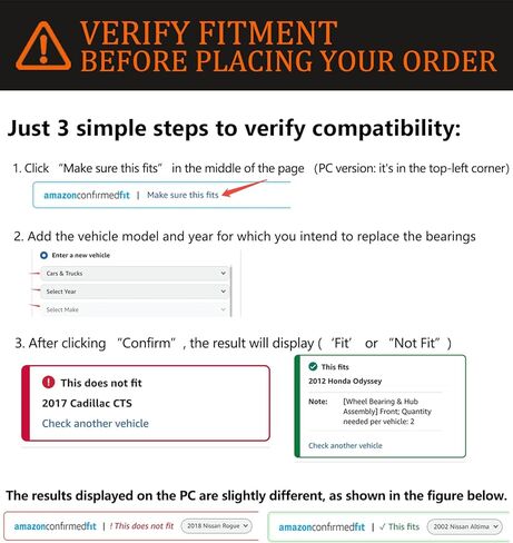 زوج 515079 مجموعة محمل العجلات الأمامية متوافقة مع Ford F-150 2005 2006 2007 2008 ، Lincoln Mark LT 2006 2007 2008 ، 6 lug w/abs in Kuwait