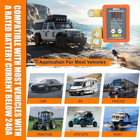 Remote Battery Disconnect Switch 12V 260A, LED Kill Switch for Car, Battery Kill Switch Anti Theft, Battery Cut Off Shut Off Battery Switch for Auto,Vehicle, RV, ATV,Truck, Boat. in Kuwait