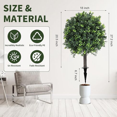 27.2 "مجموعة توبيرية لافندر الاصطناعية من 2 مع ارتفاع ، نباتات مزيفة كرات خشب خشب الخشب ، شجيرات المساحات الخضراء ، ودفع اصطناعي مقاوم للأشعة فوق البنفسجية في شجيرات الزهور لديكور الشرفة الأمامية الخارج in Kuwait