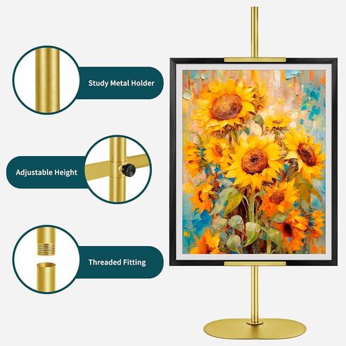 Tabletop Picture Easel Stand, Adjustable Picture Frame Holder Stand up to 29" H, Metal Easel Stand for Sign, Poster, Display, Artwork, Canvas, Decorative Stand (Black) in Saudi Arabia