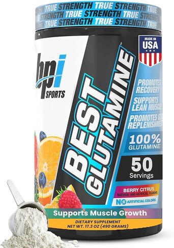 BPI Sports Best Glutamine - Essential Amino Acid for Intense Training with L-Glutamine - Post-Workout Recovery and Muscle Support - Berry Citrus, 14.1 oz in Kuwait