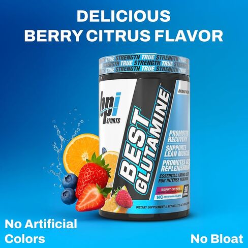 BPI Sports Best Glutamine - Essential Amino Acid for Intense Training with L-Glutamine - Post-Workout Recovery and Muscle Support - Berry Citrus, 14.1 oz in Kuwait