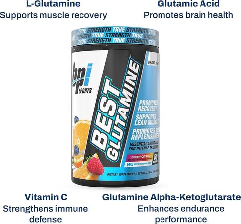 BPI Sports Best Glutamine - Essential Amino Acid for Intense Training with L-Glutamine - Post-Workout Recovery and Muscle Support - Berry Citrus, 14.1 oz in Kuwait