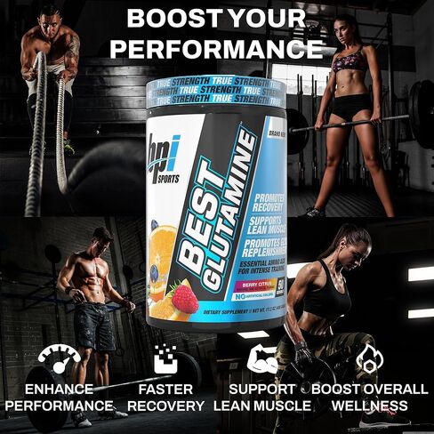 BPI Sports Best Glutamine - Essential Amino Acid for Intense Training with L-Glutamine - Post-Workout Recovery and Muscle Support - Berry Citrus, 14.1 oz in Kuwait