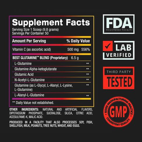 BPI Sports Best Glutamine - Essential Amino Acid for Intense Training with L-Glutamine - Post-Workout Recovery and Muscle Support - Berry Citrus, 14.1 oz in Kuwait