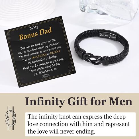 Gifts for Teen Boys Infinity Leather Bracelets for Boys Braided Cuff Knot Jewelry for Birthday, Christmas, Back to School in Saudi Arabia