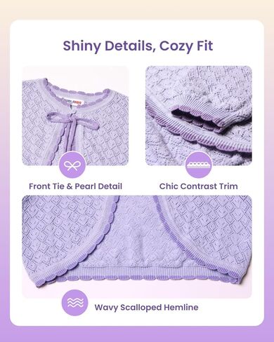 Girls Cotton Knit Shrug Cardigan with Long Sleeve Ruffle Hem in Kuwait