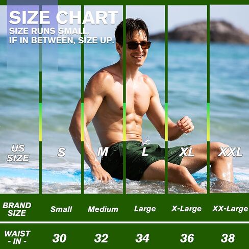 BRISIRA Mens Swim Trunks Neon 5" Bathing Suit Compression Liner Nylon Swim Shorts Beach Swimsuit Swimwear Quick Dry Pockets in Saudi Arabia