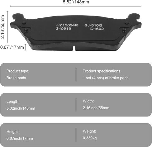 Rear Brake Pads for Ford Explorer Edge Taurus Flex Lincoln MKS MKT MKX Ceramic Brake Pads w/Hardware Replacement in Kuwait