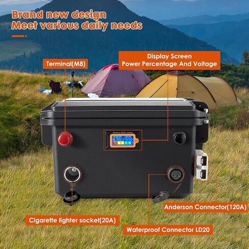 12V 120Ah LiFePO4 Battery,Marine Battery Built-in 100A BMS 1536Wh,8000+ Deep Cycle 12v Lithium Battery for Trolling Motor,Boat,RV,Solar and Off Grid Applications in Saudi Arabia