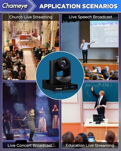 Chameye 60FPS 4K NDI PTZ Camera 20x Optical Zoom 4KP60 AI Auto-Tracking, HDMI/USB/3G-SDI/LAN/PoE for Church Worship Education Conference Events, (NDI License Included), C520 in Saudi Arabia