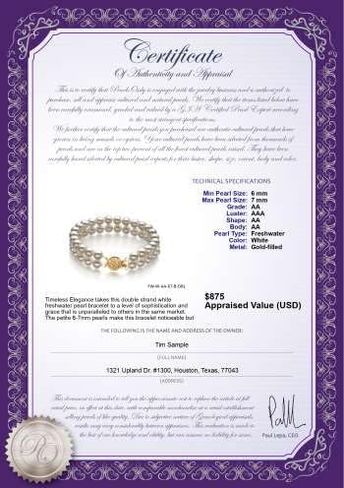 Lola White 6-7mm Double Strand AA Quality Freshwater Gold filled Cultured Pearl Bracelet For Women in Kuwait
